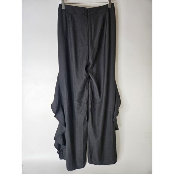 Venus Flowy Ruffle Flare Side Slit Pants Black Women’s Size 6 Beach Vacation - Picture 3 of 7